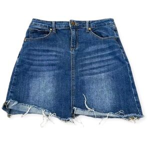 Joe's Cut Off Raw Hem Girl's Jean Mini Skirt Blue Denim Stretch Size 16